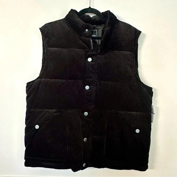 BlankNYC Men’s Black Corduroy Puffer Vest with Snap Closure & Pockets Sz XL NWT - Picture 2 of 7